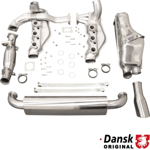 Zestaw wydechowy, z jedna rura wydechowa ¯100 mm. Wykonany ze stali nierdzewnej. Z T†V na wydechu, ale nie na katalizatorze