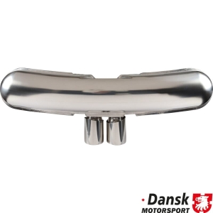 Wydech tylny, Sport, styl GT3, z dwoma centralnymi rurami wydechowymi ¯90 mm. Wykonany z polerowanej stali nierdzewnej. Do stosowania razem z konwersja wymiennika ciepla Dansk 91.932S41