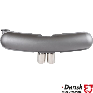 Wydech tylny, Sport, styl GT3, z dwoma centralnymi rurami wydechowymi ¯90 mm. Wykonany ze stali aluminiowanej z szara, odporna na cieplo farba, rury wydechowe z polerowanej stali nierdzewnej