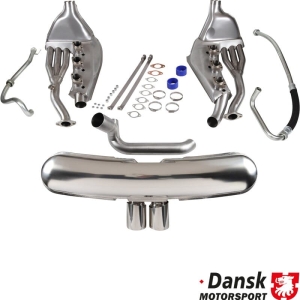 Zestaw wydechowy, Sport z dwoma ¯90 mm centralnymi rurami wydechowymi ãGT3Ó Style i wymiennikami ciepla ¯41 mm. Z zestawem rur do 3.2L. Styl OEM bez koniecznosci modyfikacji puszki silnika. Wykonany ze stali nierdzewnej