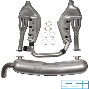 Zestaw wydechowy, Sport, z jedna rura wydechowa ¯70 mm, dwoma wlotami i wymiennikami ciepla ¯41/¯60 mm. Wykonany ze stali nierdzewnej