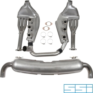 Zestaw wydechowy, Sport, z dwoma rurami wydechowymi ¯70 mm, dwoma wlotami i wymiennikami ciepla ¯41/¯60 mm. Wykonany ze stali nierdzewnej