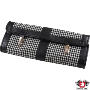 Etui na narzędzia, czarna skóra z białym wzorem pepita, bez narzędzi do Porsche 911 (63-73)