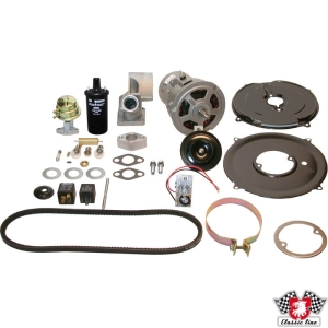 Zestaw do konwersji, Super 6 na 12 V. Zawiera alternator i mocowanie, pompę paliwa, cewkę zapłonową i mocowanie, klakson, żarówki, przekaźniki itp.