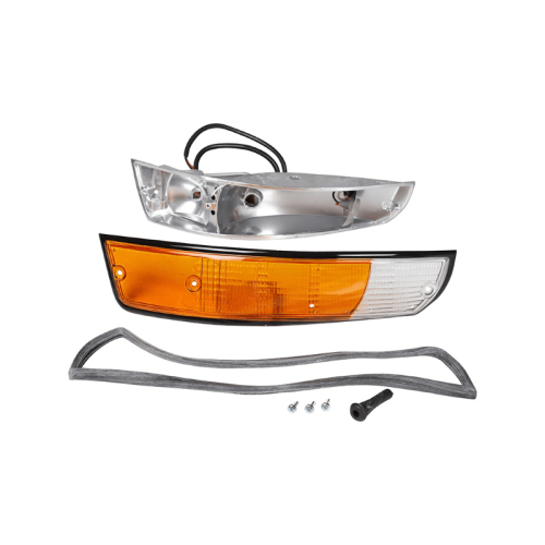 Kierunkowskaz z czarną obwódką w metalowej obudowie