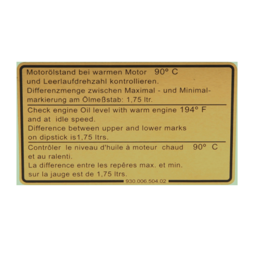 Naklejka poziom oleju silnikowego