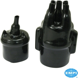 Zestaw osłon rozdzielacza i cewki zapłonowej, wodoodporny, czarny do Porsche 914/4, 924 Turbo (69-76, 80-86)